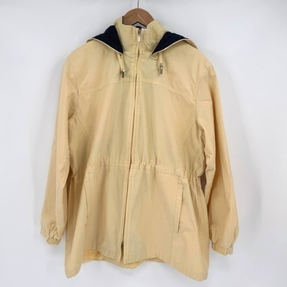 London Fog Vtg Light Yellow Zip-Up‎ Hooded Utility Chore Jacket Women's Sz 1X